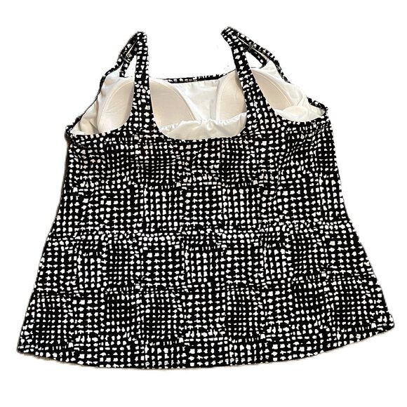 TRIMSHAPER TANKINI SWIM TOP Plus Size 24W BLACK & WHITE ANIMAL PRINT NWT  1142A - Picture 7 of 12